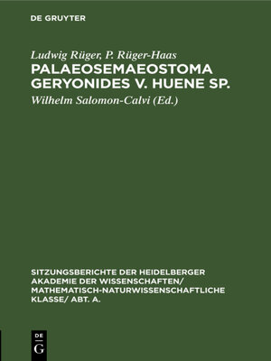 cover image of Palaeosemaeostoma geryonides v. Huene sp.